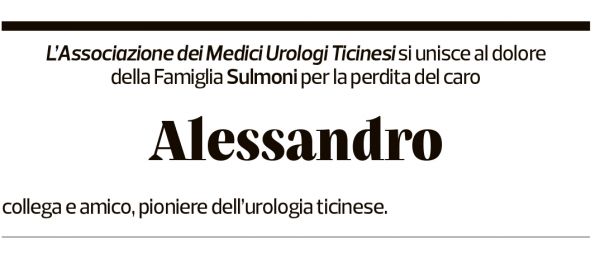 Annuncio funebre Alessandro Sulmoni