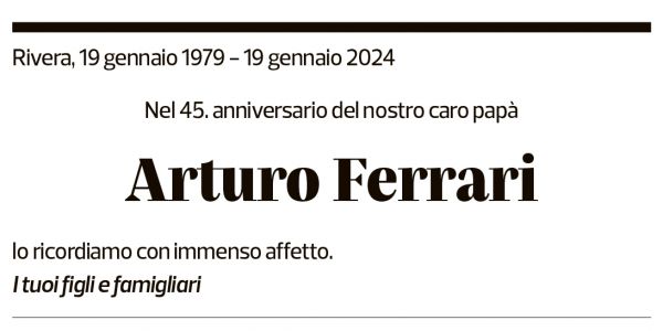 Annuncio funebre Arturo Ferrari