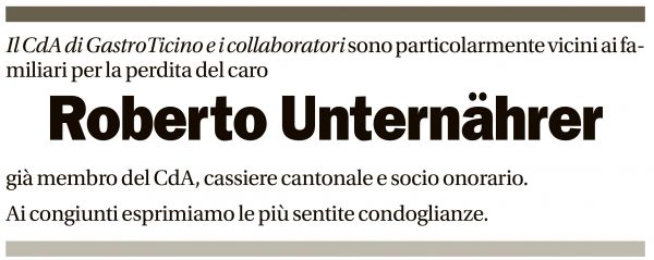 Annuncio funebre Roberto Unternährer