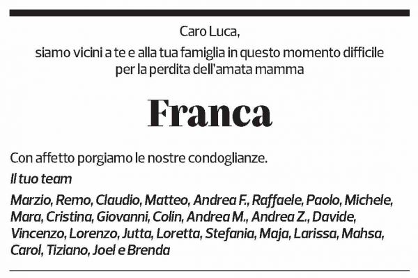 Annuncio funebre Franca Pedrotti