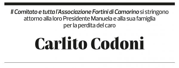 Annuncio funebre Carlito Codoni