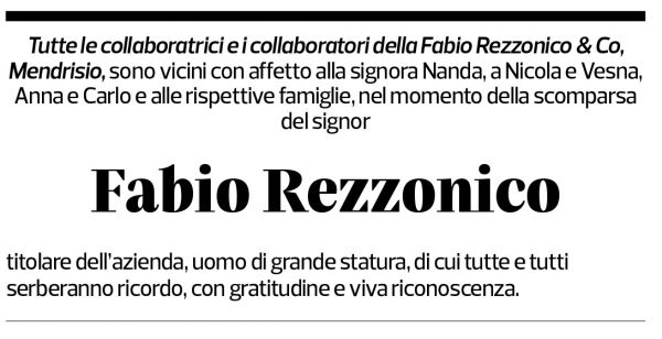 Annuncio funebre Fabio Rezzonico