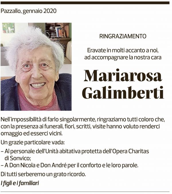 Annuncio funebre Mariarosa Galimberti
