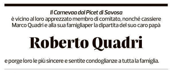 Annuncio funebre Roberto Quadri