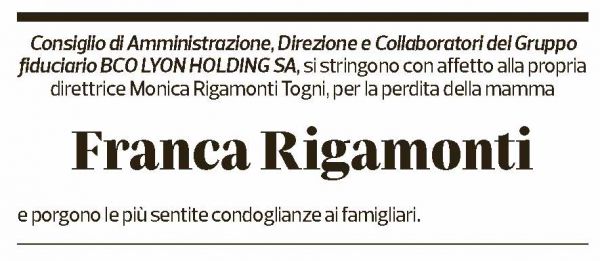 Annuncio funebre Franca Rigamonti