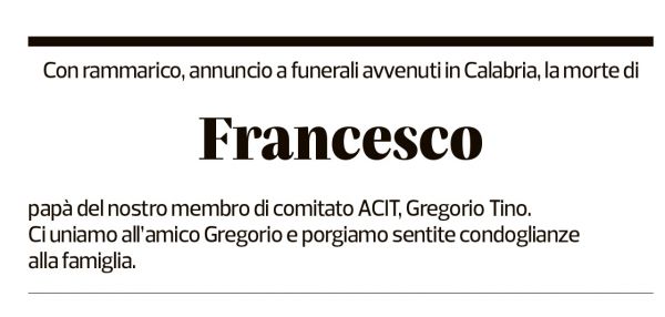 Annuncio funebre Francesco 