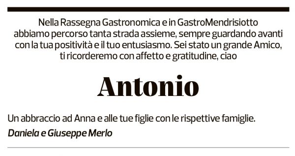 Annuncio funebre Antonio Florini