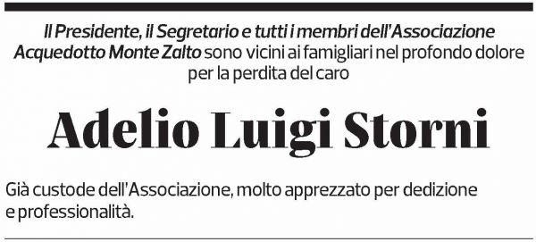 Annuncio funebre Adelio Storni