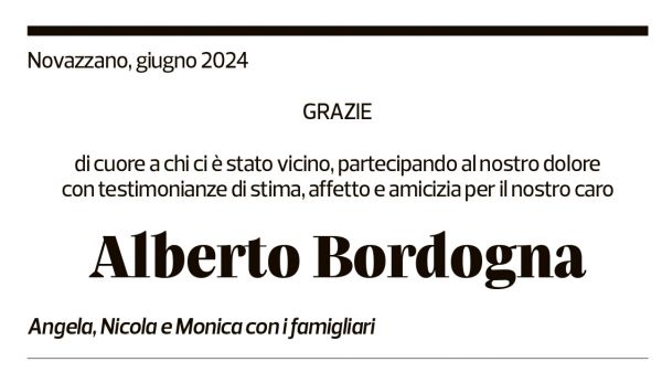 Annuncio funebre Alberto Bordogna