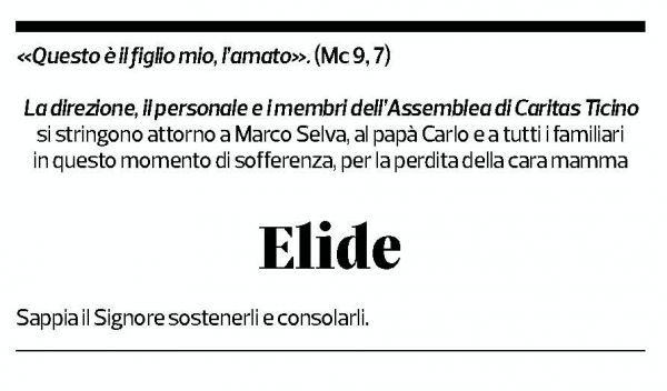 Annuncio funebre Elide 
