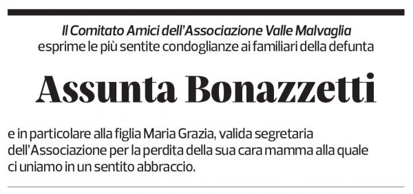 Annuncio funebre Assunta Bonazzetti