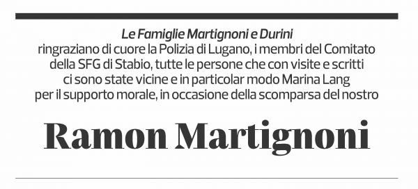 Annuncio funebre Ramon Martignoni