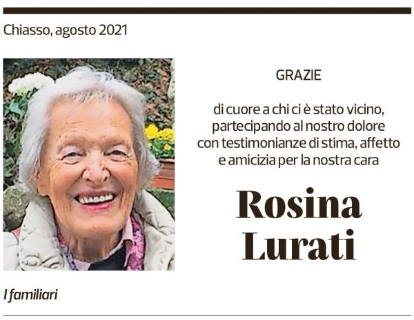 Annuncio funebre Rosina Lurati