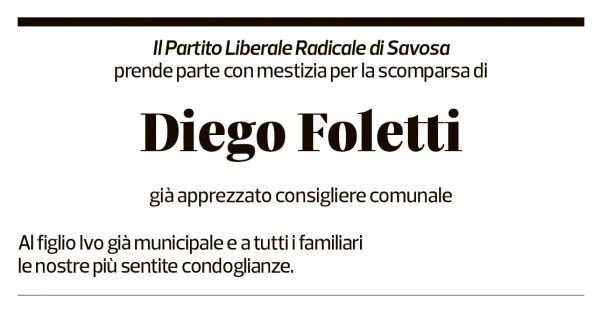 Annuncio funebre Diego Foletti