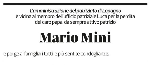 Annuncio funebre Mario Mini