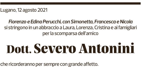 Annuncio funebre Severo Antonini