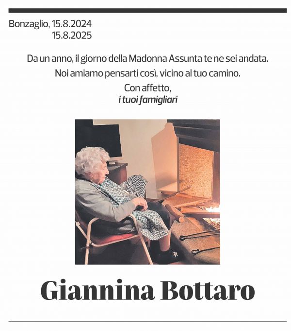 Annuncio funebre Giannina Bottaro