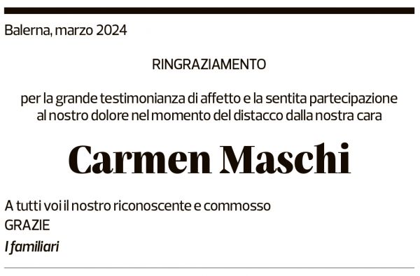 Annuncio funebre Carmen Maschi