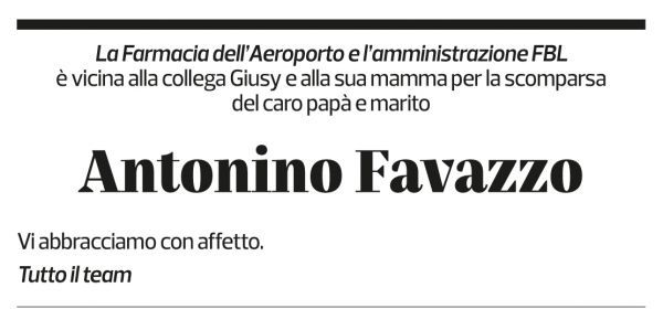 Annuncio funebre Antonio Favazzo