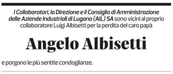 Annuncio funebre Angelo Albisetti