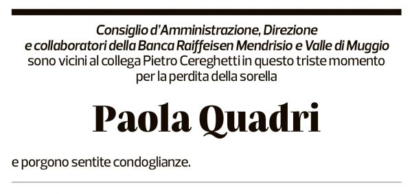 Annuncio funebre Paola Quadri