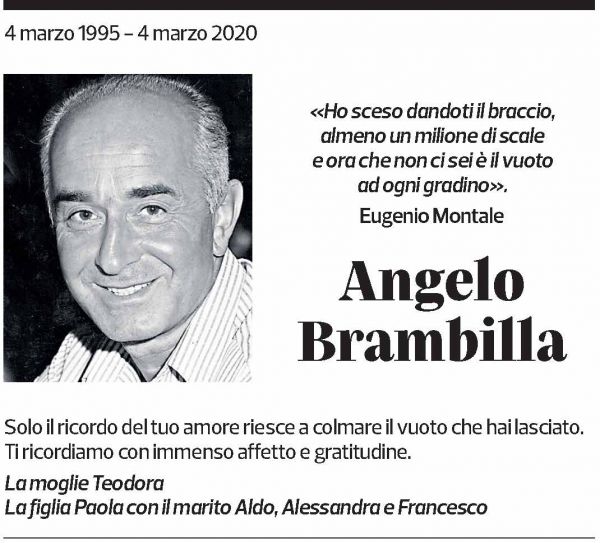 Annuncio funebre Angelo Brambilla
