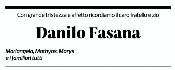 Annuncio funebre Danilo Fasana