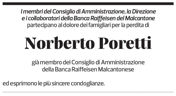 Annuncio funebre Norberto Poretti