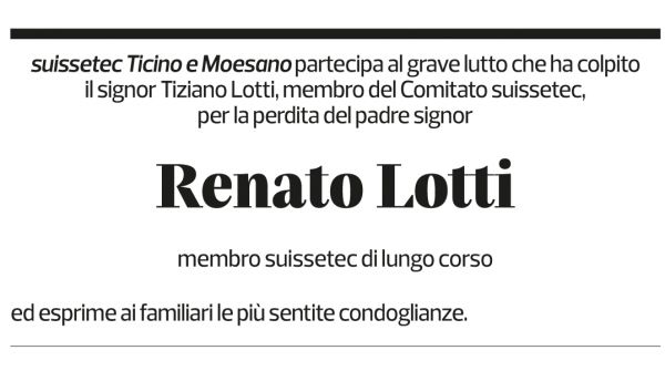 Annuncio funebre Renato Lotti