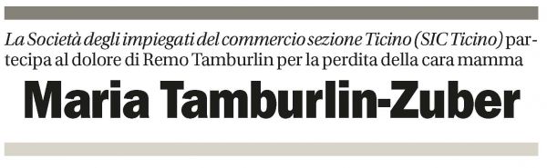 Annuncio funebre Maria Tamburlin-zuber