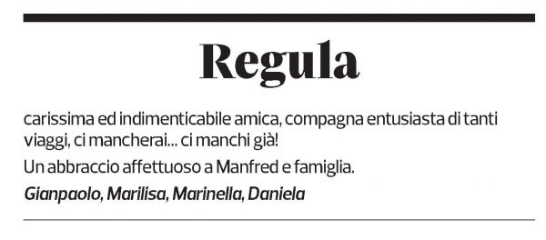 Annuncio funebre Regula 