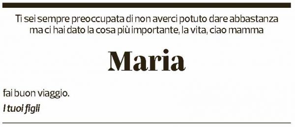 Annuncio funebre Maria Scotti