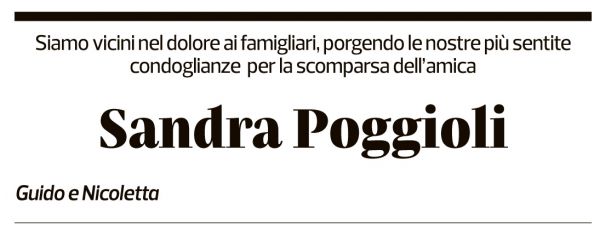 Annuncio funebre Sandra Poggioli