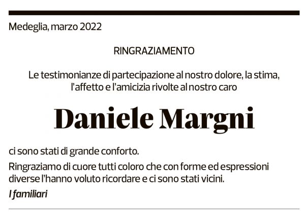 Annuncio funebre Daniele Margni