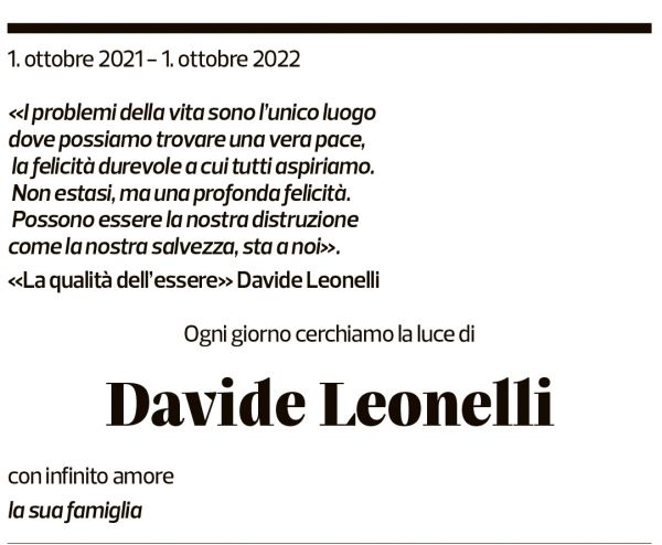 Annuncio funebre Davide Leonelli