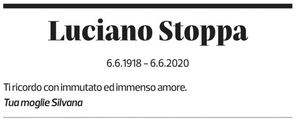 Annuncio funebre Luciano Stoppa