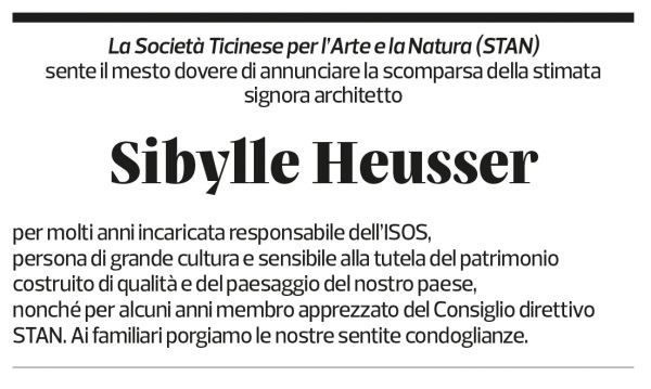 Annuncio funebre Sibylle Heusser Ruedi