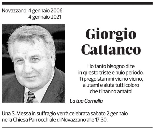 Annuncio funebre Giorgio Cattaneo