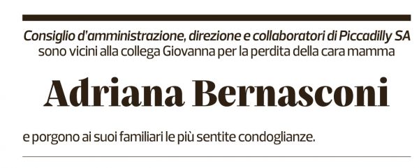 Annuncio funebre Adriana Bernasconi