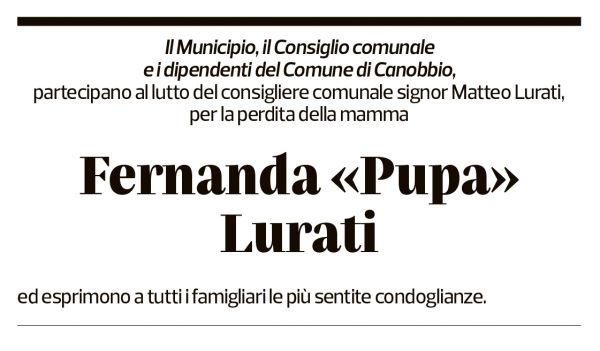 Annuncio funebre Fernanda Lurati