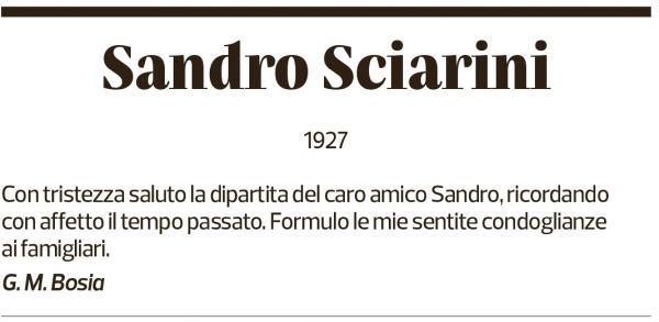 Annuncio funebre Sandro Sciarini