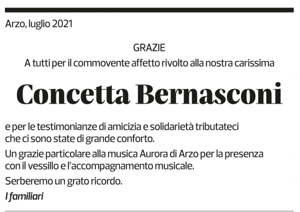 Annuncio funebre Concetta Bernasconi