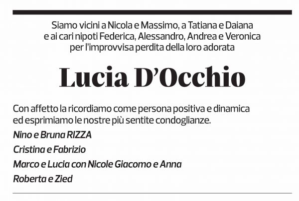 Annuncio funebre Lucia D'occhio
