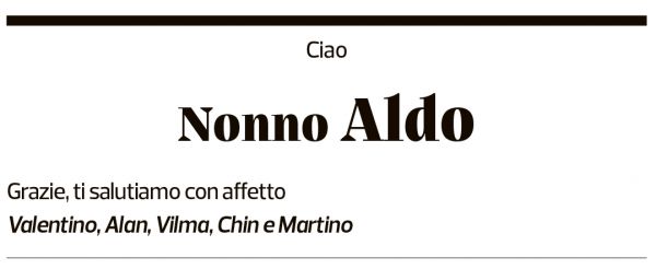 Annuncio funebre Aldo Galli