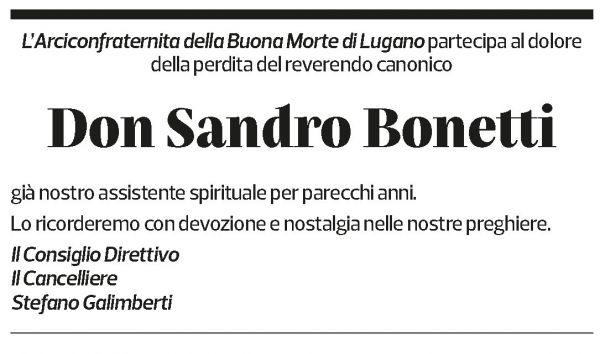 Annuncio funebre Sandro Bonetti