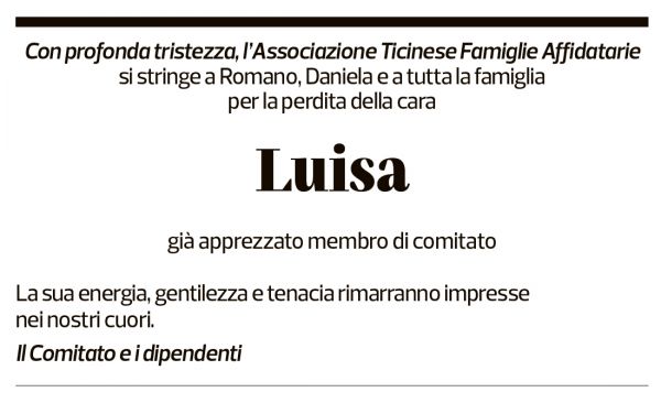 Annuncio funebre Luisa Fullin