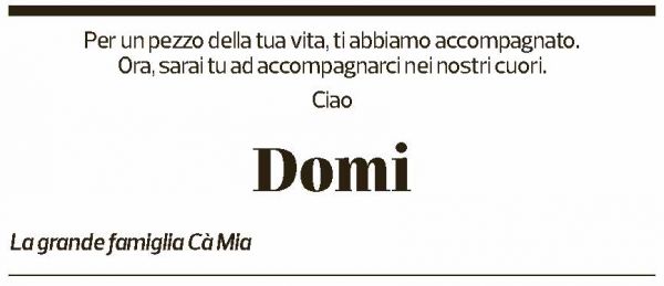Annuncio funebre Domizio Moccetti