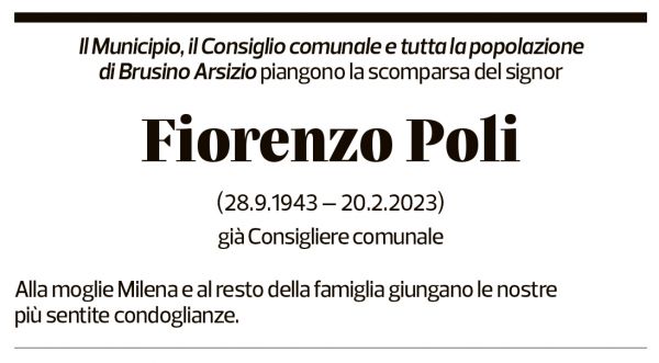 Annuncio funebre Fiorenzo Poli