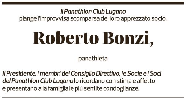 Annuncio funebre Roberto Bonzi