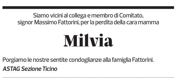 Annuncio funebre Milvia Fattorini